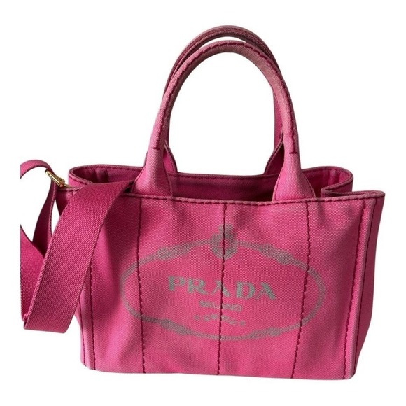 Prada Handbags - Prada Canapa pink 2 ways bag - Authentic